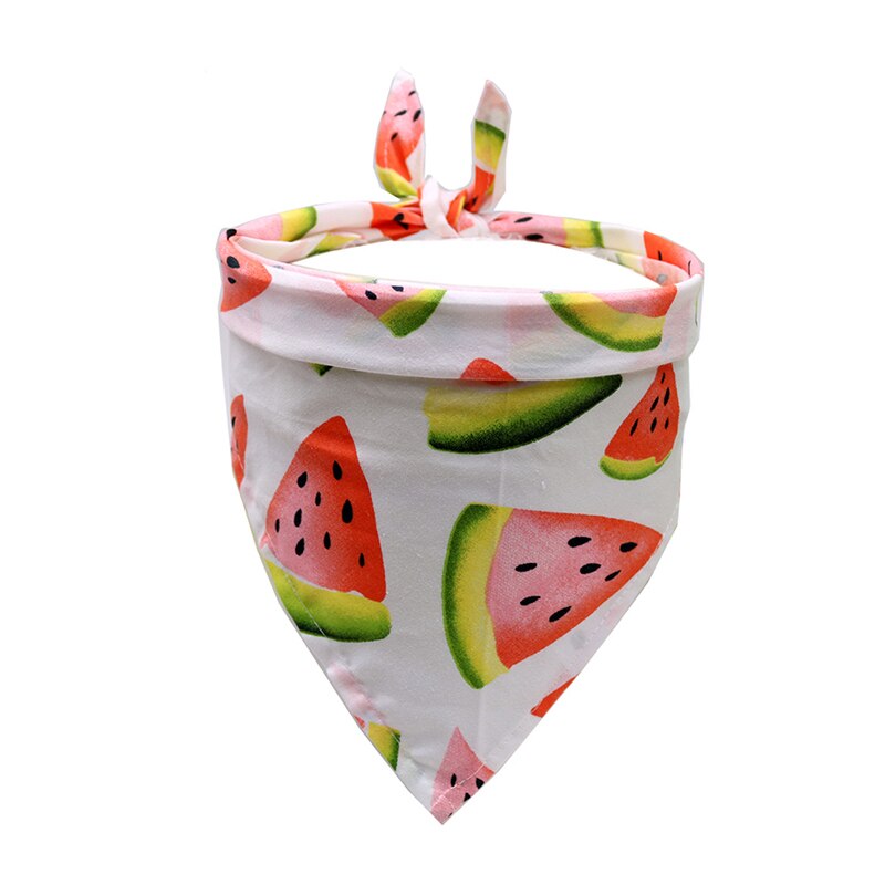 1Pc Bibs Cloth Pet Bandanas Dog Cat Neckerchief Cartoon Fruit Duckling Adjustable Cotton Saliva Triangle Scarf Summer: Pink Watermelon / M