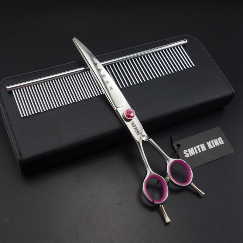7 inch Left-handed pet grooming scissors Cutting scissor&curved scissor&thinning Shears SUS440C K242: Curved scissor
