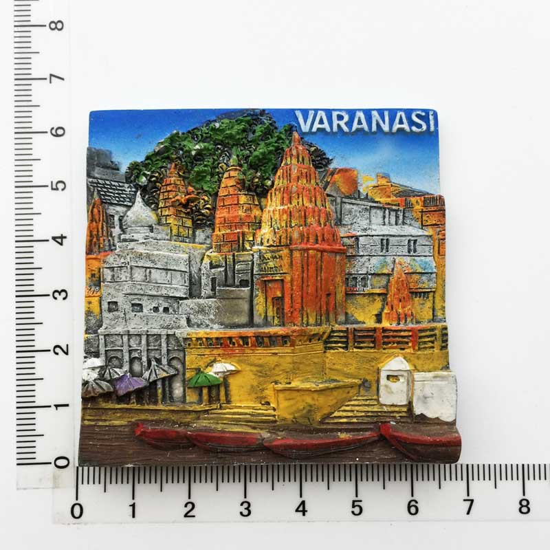 India Travel Souvenir Fridge Magnets Resin Delhi Stupa Taj Mahal Saree Magnetic Refrigerator Stickers Souvenir Crafts: Ganges