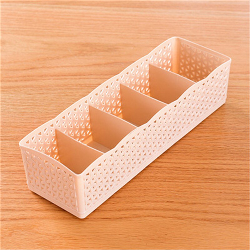 1Pc Multi-Function 5 Grid Sorting Box Underwear Storage Box Plastic Desktop Drawer Classification Stackable Storage Organizers: Khaki