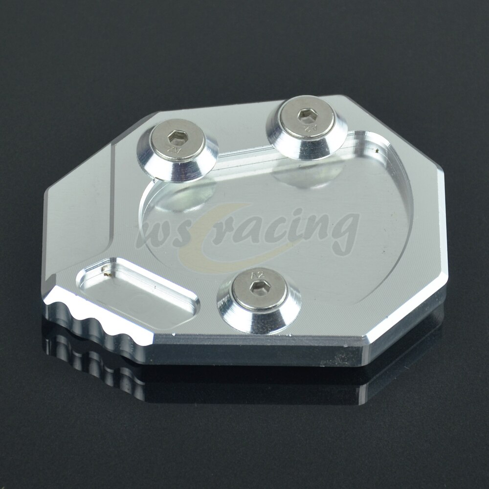 Motorcycle Kickstand Foot Side Stand Extension Pad Support Plate For YAMAHA YZF R1 YZF1000 09-14: silver