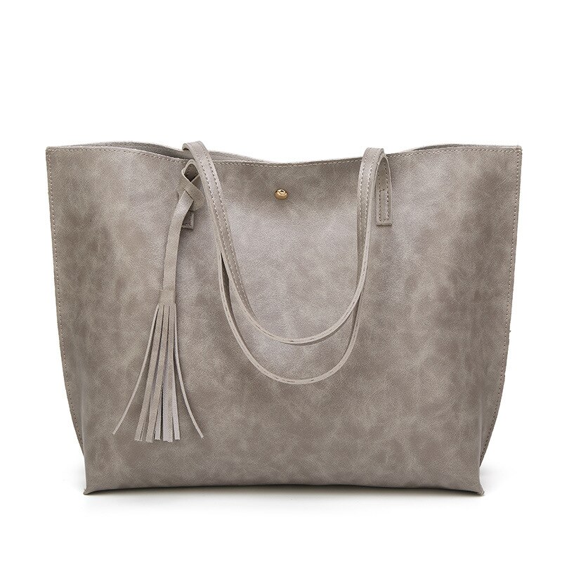 Bolso de mano de piel sintética con grande para mujer, bandolera de piel sintética con cera de aceite, borla, 01-SB-ylssst: 6