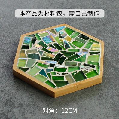 Bambus sekskantet kopunderlag mosaik coaster kopmåtte matematik mosaik gør forældre-barn diy håndværk mosaik værktøjssæt: B