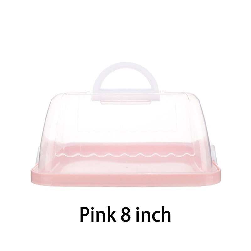 8 zoll/10 zoll tragbare kunststoff runde kuchen Container Nachtisch Container Kasten kuchen träger Server lagerung Kasten Tablett küche werkzeuge: 8 Zoll Rosa