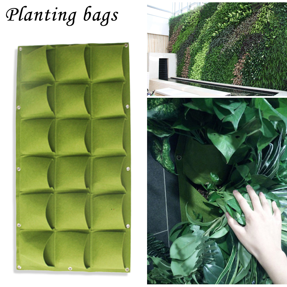 18/9 Pockets Grow Bag Green Environment Felt Wall Hanging Planting Bag Family Balcony Garden Indoor Green Planter Wall Home