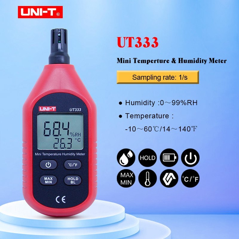 Uni-t  ut333 mini digital termohygrometer  ut353 mini lydmåler  ut363 mini vindmåler  ut383 illuminometer mini lysmåler: Ut333