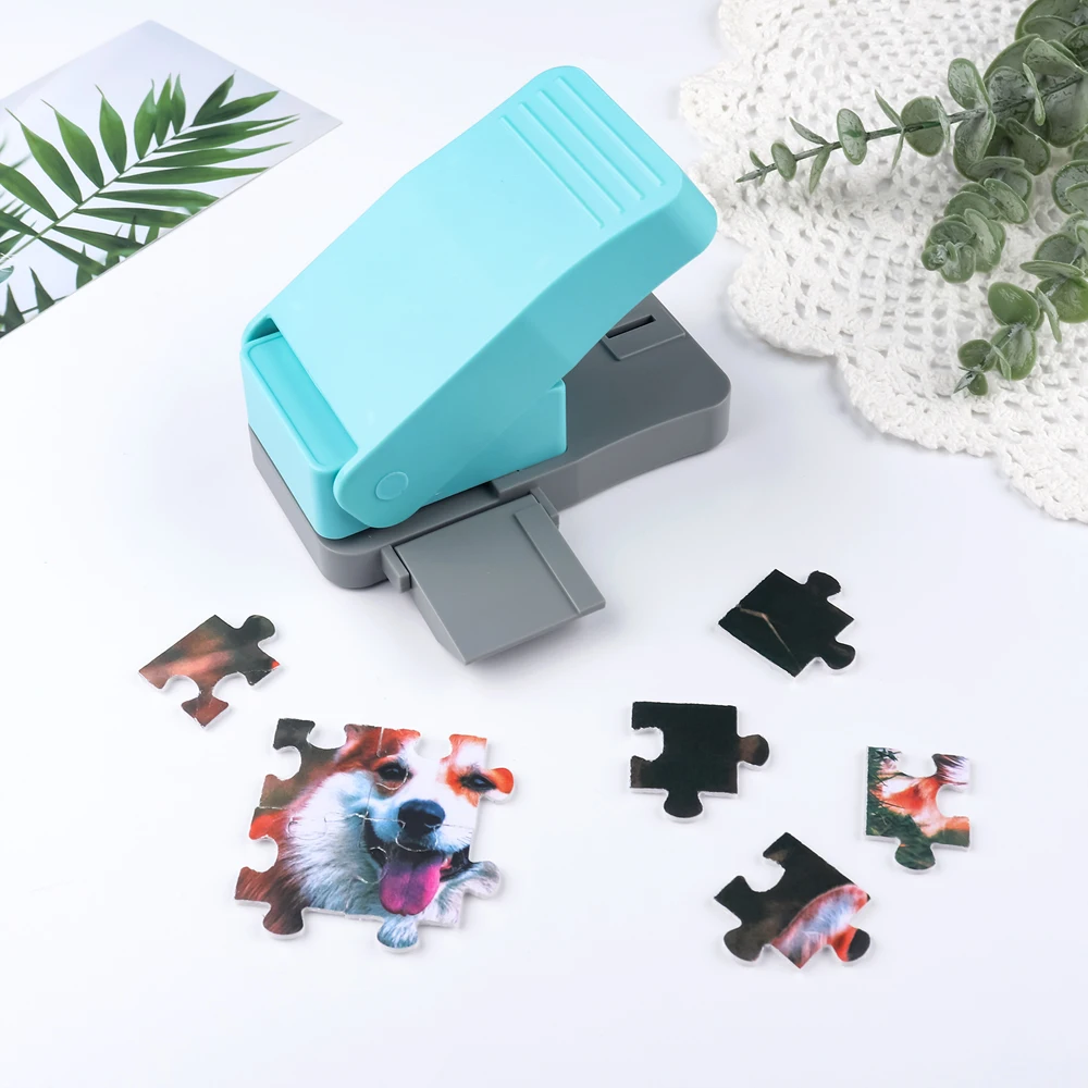 Perforadora de papel para rompecabezas de 12,7x8cm, máquina para hacer rompecabezas DIY, cortador fácil para hacer rompecabezas con 10 tableros de espuma adhesivos, herramienta de juguetes DIY