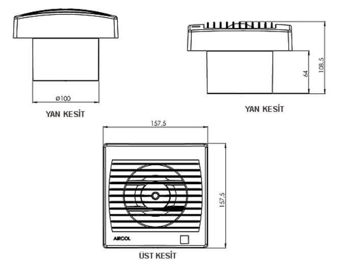 Aircol 120 Automatische Louvered Toilet En Badkamer Ventilator/Neuszuiger 160 M³/H