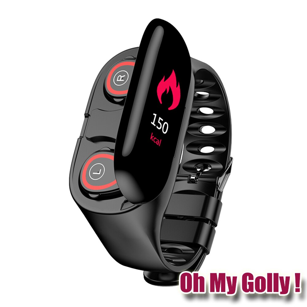 OMG ! M1 Newest AI Smart Watch With Bluetooth Earphone Heart Rate Monitor Smart Wristband Long Time Standby Sport Watch Men: Black