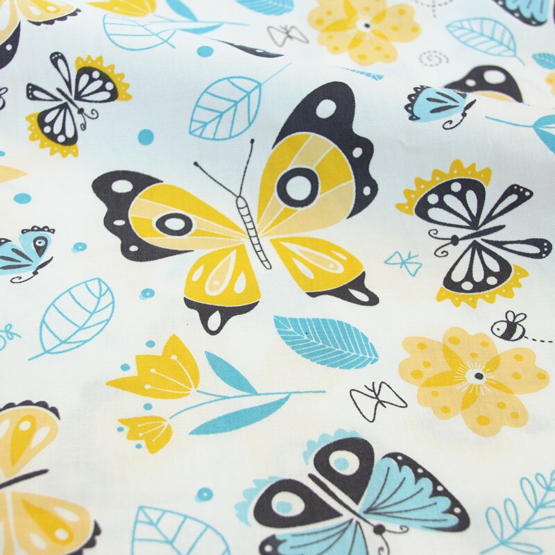 Tela de sarga de algodón con de mariposa para bebé, ropa de cama de manualidades, costura de retazos y telas de para confección de ropa, 50x160cm