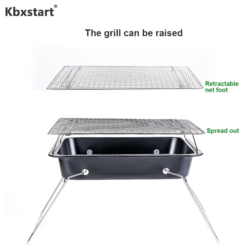 Kbxstart Houtskool Bbq Grill Patio Opvouwbare Barbecue Kachel Draagbare Outdoor Camping Picknick Bbq Accessoires Gereedschap