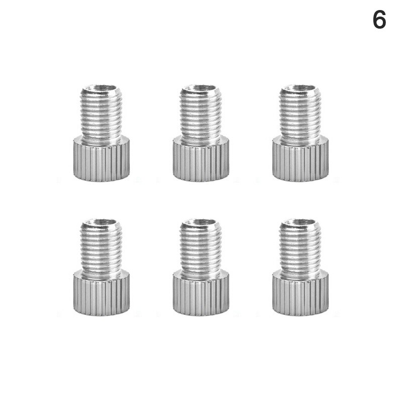 6 Pc Aluminum Bicycle Bike Valve Converter Car Valve Adapter: silver