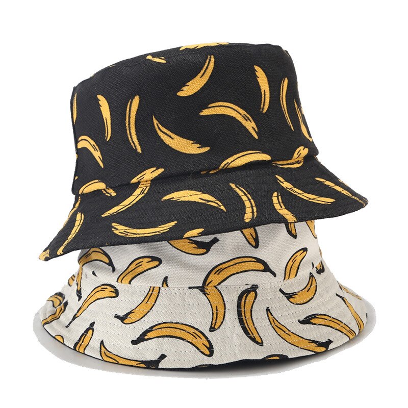 Sombrero de pescador con estampado de plátano para hombre y mujer, gorro de pescador con estampado de plátano de doble cara, Hip Hop, Bob, para viajes al aire libre, Panamá, 2022