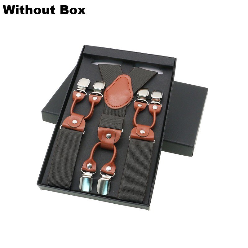 Tirantes de 6 clips para hombre, tirantes Unisex informales a la , tirantes elegantes para camisa de cuero marrón, correa ajustable para cinturón, para papá: Multicolor