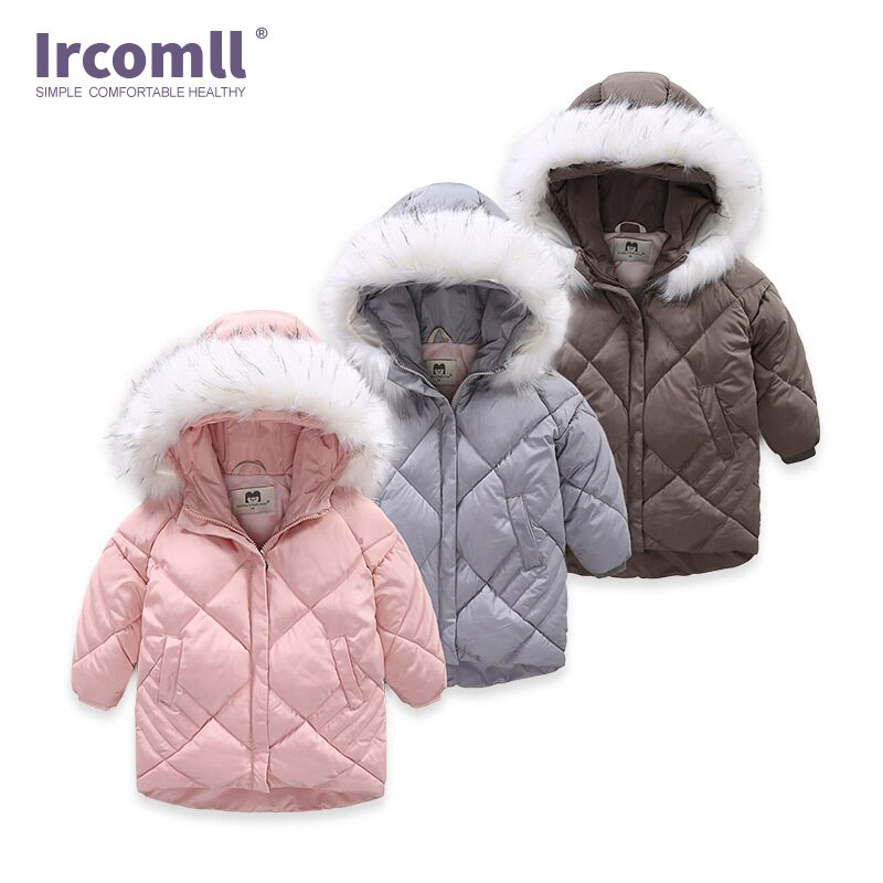 Ircomll Child Girls Winter Coat Thickened Fur Hooded Warn Children's Winter Jacket Baby Girl Coat kids Jacket Outerwear 2-7Y