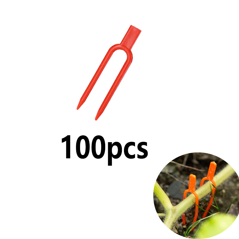 100 STKS plantensteel fixator, tuin aardbei plantvork, watermeloen bevestigingsarmatuur, klem, plantenbeugel: Rood
