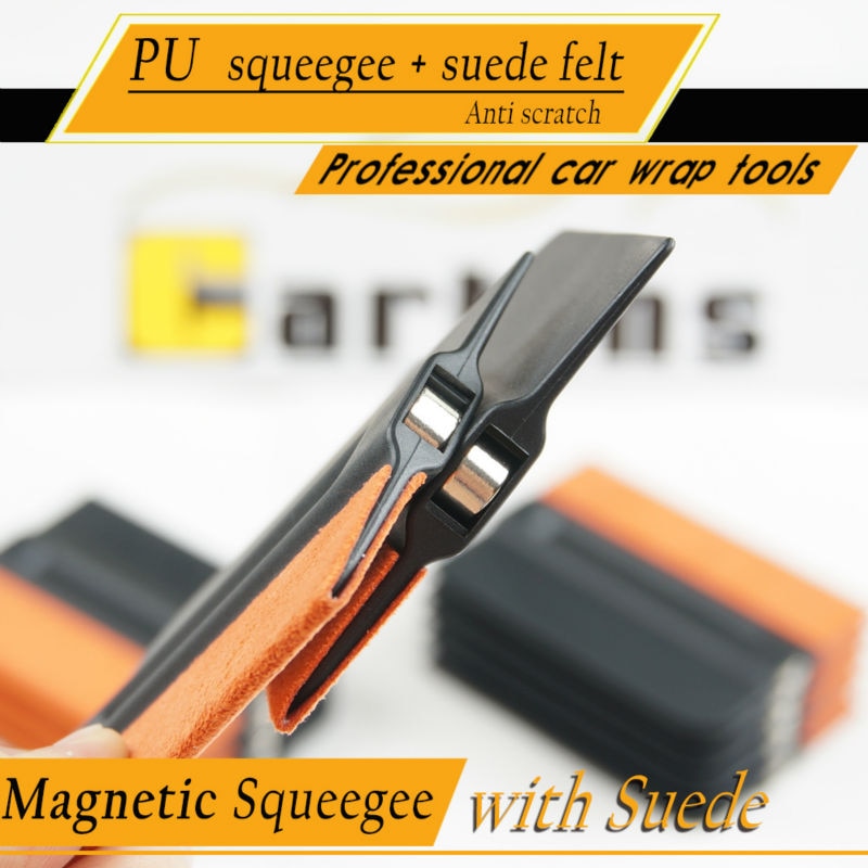 CARBINS Magnetic black squeegee with suede felt high wear resistance rubber scraper squeegee car tint film sticker wrap tool