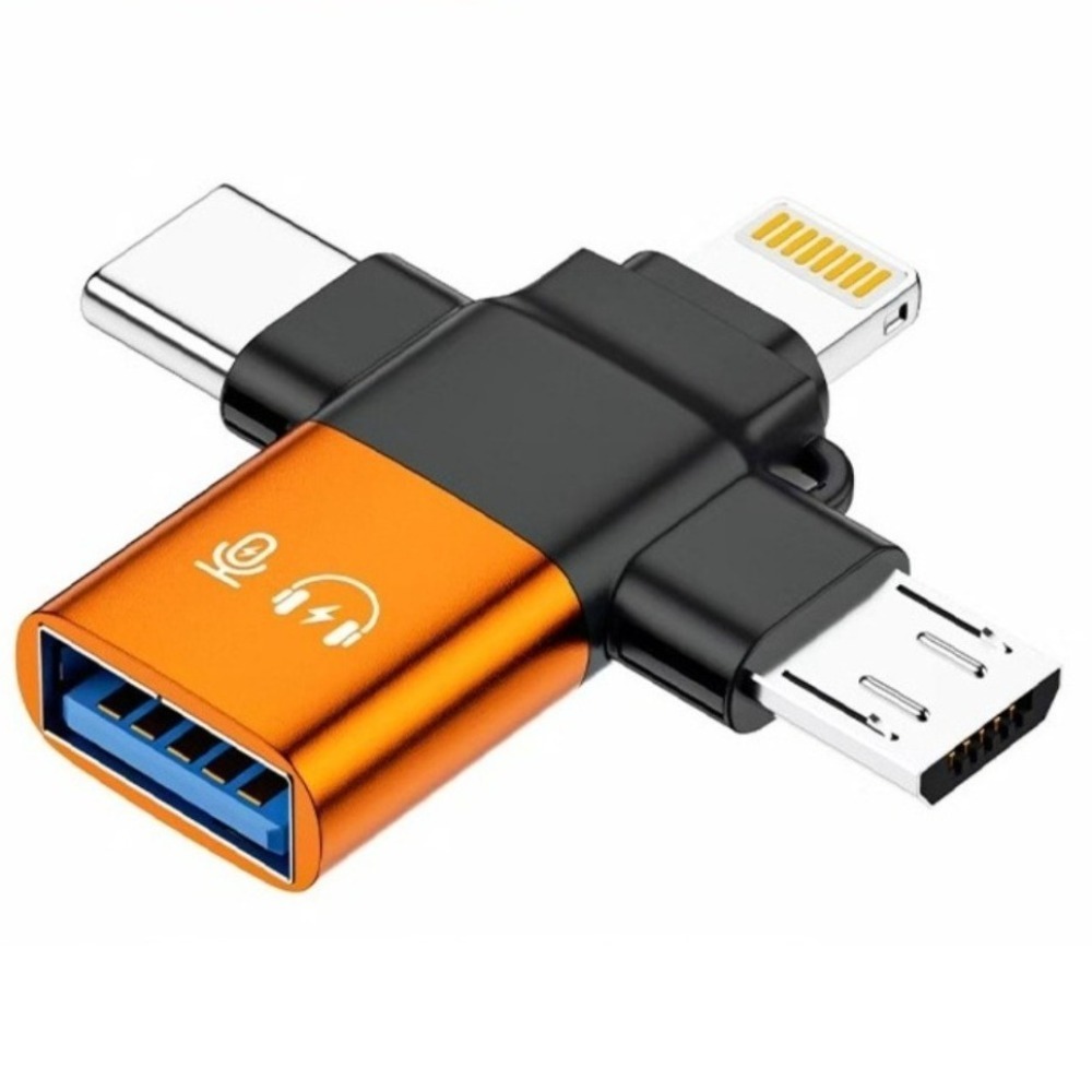 Universal OTG 3-in-1 Adapter Plug Play Schnellladung Datenübertragungskonverter Tragbarer 3-in-1 Typ-C-Adapter: YELLOW