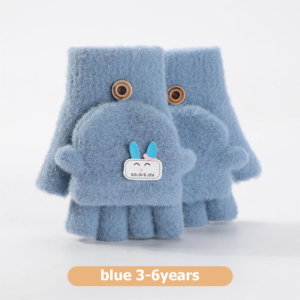 Baby Winter Handschoenen Jongens Meisjes Gebreide Vingerloze Wanten Kinderen Half Vinger Flip Manchet Wanten Peuter Warme Handschoenen 1-6 jaar: blue-3-6Years