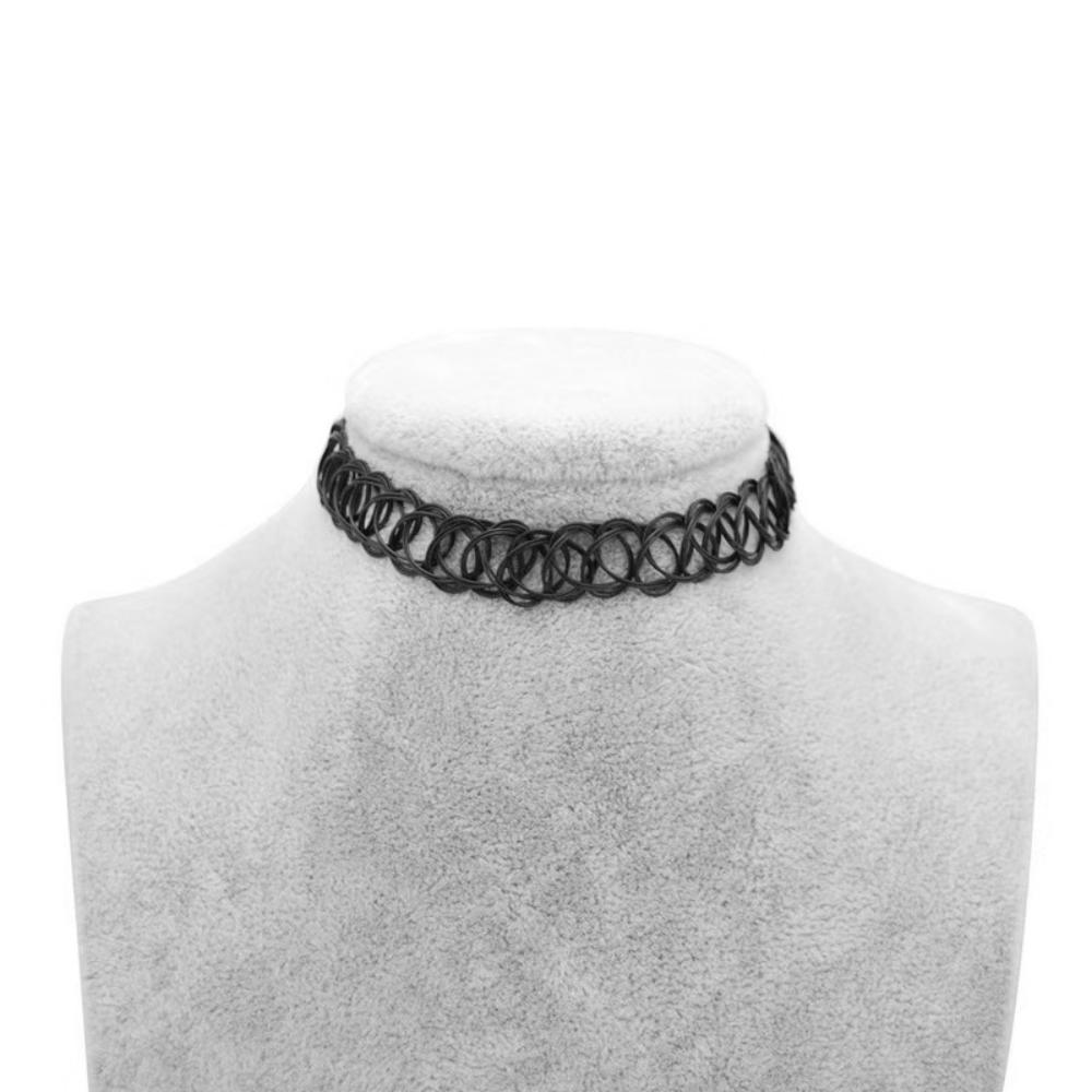 årgang elastisk flettet fisketråd choker gotisk svart choker 1pc halskjede til punk jente kvinner