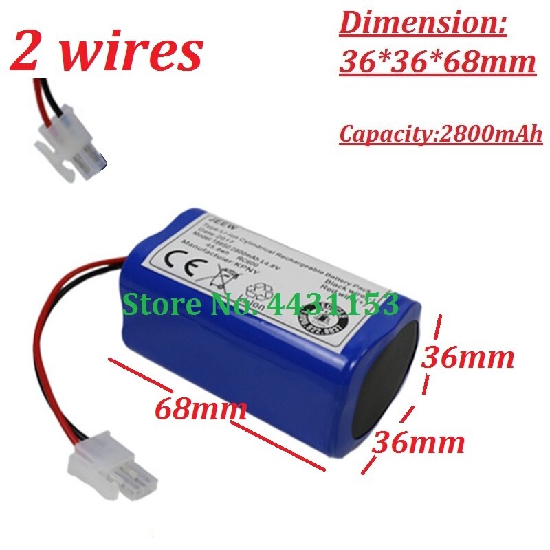 2800mAh Battery for Kitfort KT-519 KT-519-1 Sweeping Robot Vacuum Cleaner KT519 Li-ion Rechargeable Pack Replacement 14.4V 14.8V