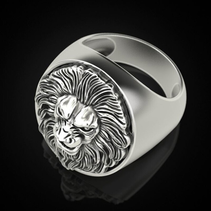 Domineering Vintage Punk Lion Heads Finger Ring Cool Stainless Steel Animal Rings For Men Women Gothic Punk Rock Biker Jewelry