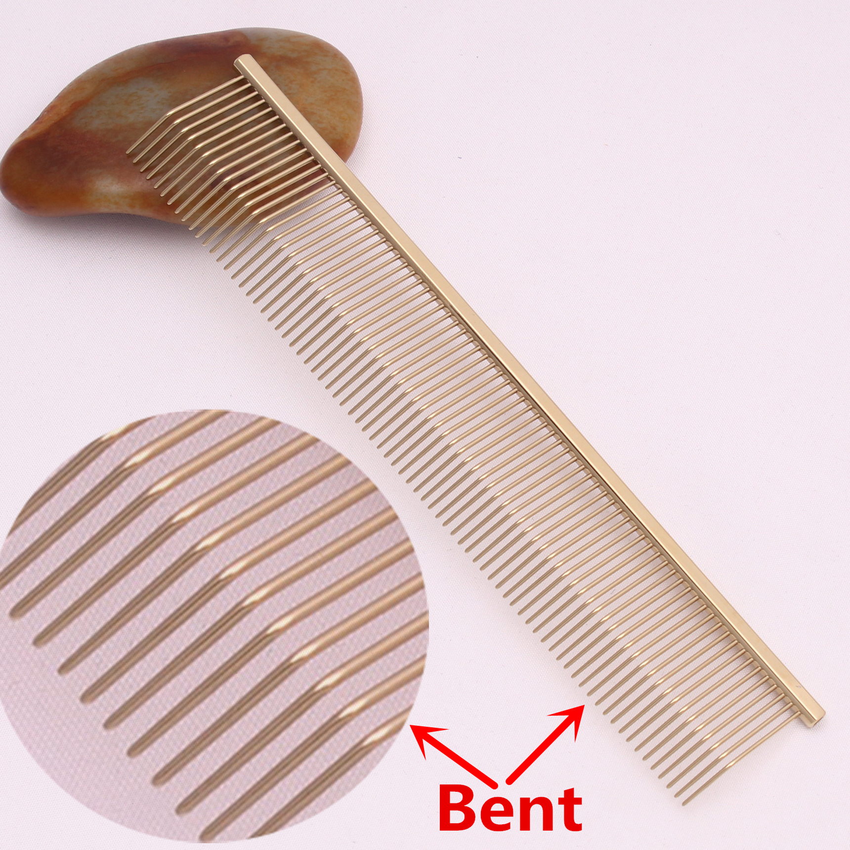 Copper Dog Grooming Combs Pet Boundary Knot Massage Tools Salon Cat Hair Cleaning Crescent High Low Teeth 7817#