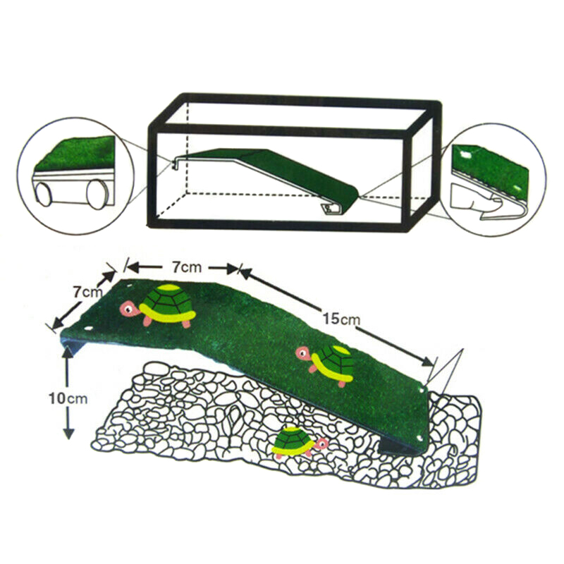 S / m / l skildpadde basking platform klatrestige terrasse simulation platform akvarium simuleret græsplæne landskabspleje dekoration