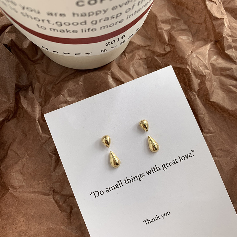 Pendientes de tuerca con contraste de Metal ovalado geométrico francés, pendiente con personalidad, un estilo, dos prendas para mujeres y niñas, joyería para fiestas y vacaciones: Bañado en rodio de imitación