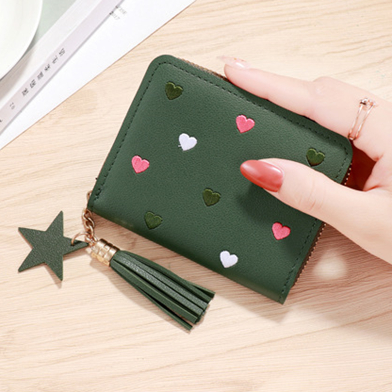 1PC Wallet Women Ladies Mini Tassel Wallets Cute Short Zipper Lovely Pu Leather Coin Purse Female Hand Wallet