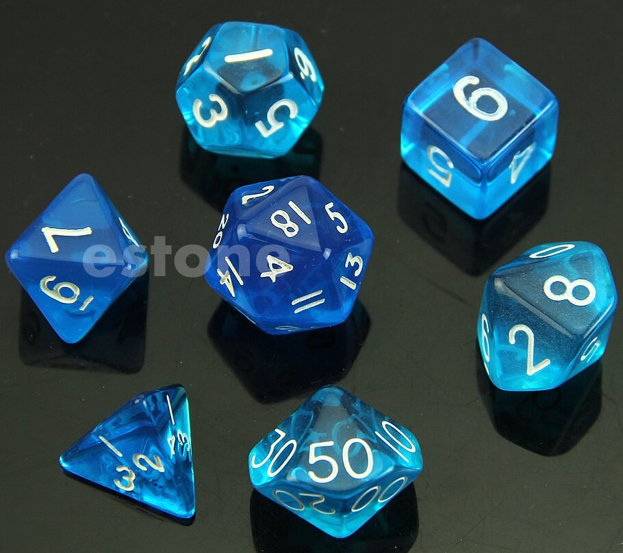 7-würfel Seitige D4 D6 D8 D10 D12 D20 Magie-sterben-Versammlung D & D RPG Poly spiel einstellen Blau: Blau