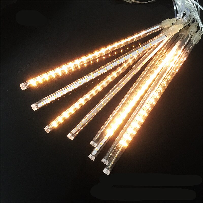 30/50cm 8 tubos lluvia de meteoros luces de cadena LED decoraciones para árboles de Navidad guirnalda de calle para decoración al aire libre Año Navidad: Warm white / EU Plug 220V-30cm