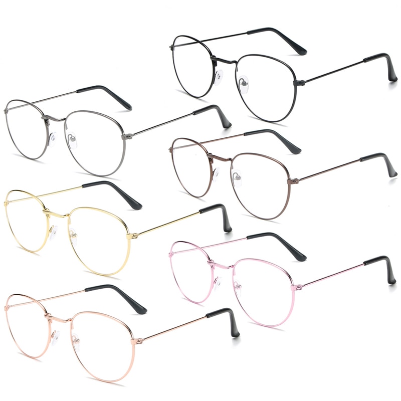 Monture de lunettes rondes en métal Vintage pour femmes et hommes, montures pour lunettes optiques, couleur or/noir/argent, accessoires lunettes