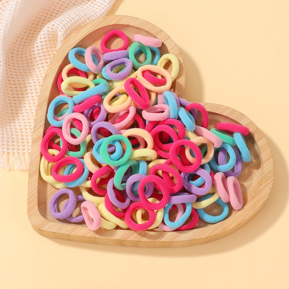 100/200Pcs Women Girls Colorful Nylon Elastic Hair Bands Ponytail Hold Small Hair Tie Rubber Bands Scrunchie Hair Accessories: XXS / PURPLE