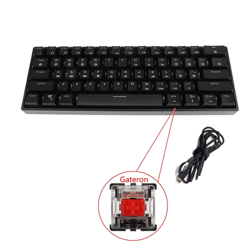 SK61-Teclado mecánico de 61 teclas con cable USB, Teclado mecánico de retroiluminado con LED ejes para juegos para escritorio