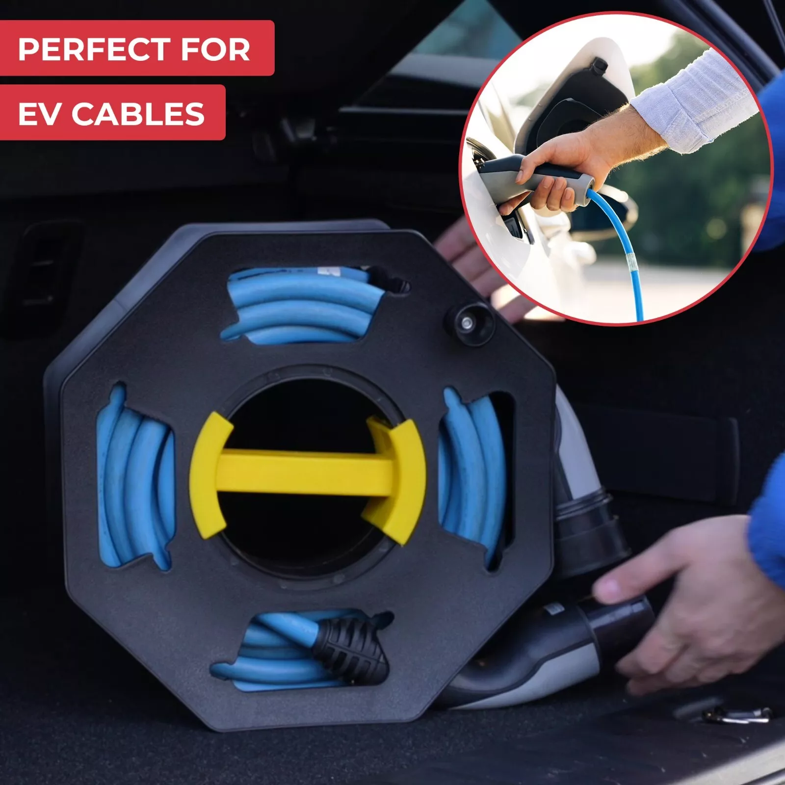RV Cable Tidy Reel 25M Mains Wire Hook Up Lead Extension Holder Storage For Camper Caravan Motorhome