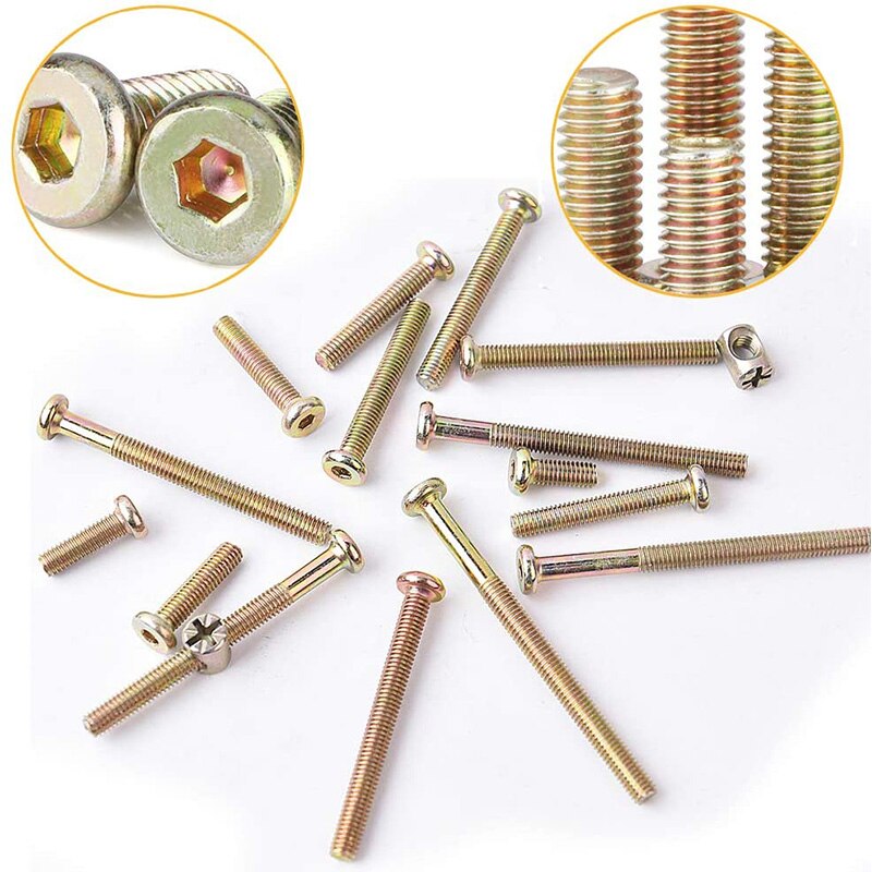 Vis de berceau boulons écrous Kit vis à tête hexagonale vis à tête cylindrique écrous pour berceau lit superposé meubles lit bébé, avec 2x clés