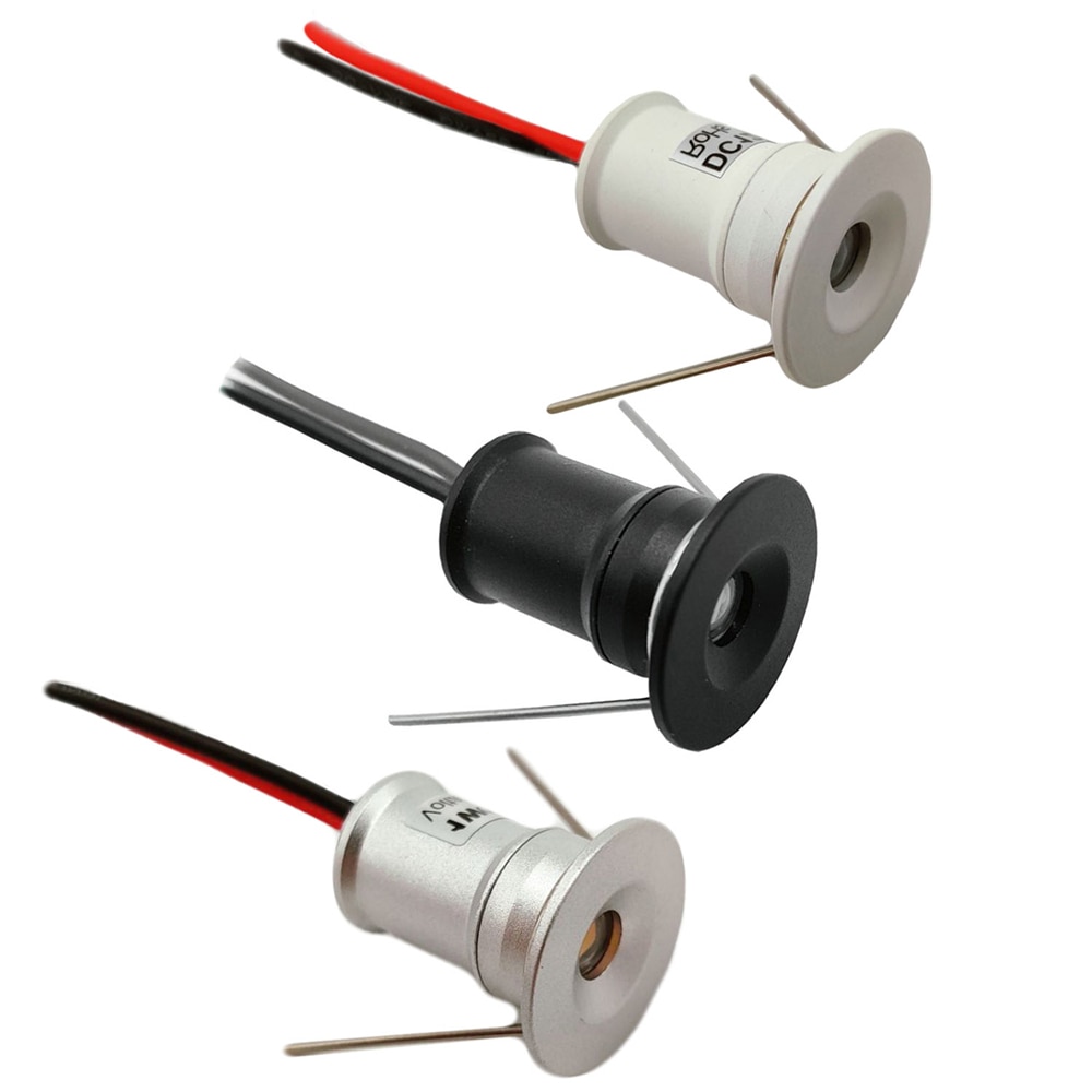 1W 12V Mini LED typu Downlight możliwość przyciemniania reflektor IP65 oświetlenie szafki schodowej czarny biały srebrny Shell światło punktowe sufitowy typu Downlight