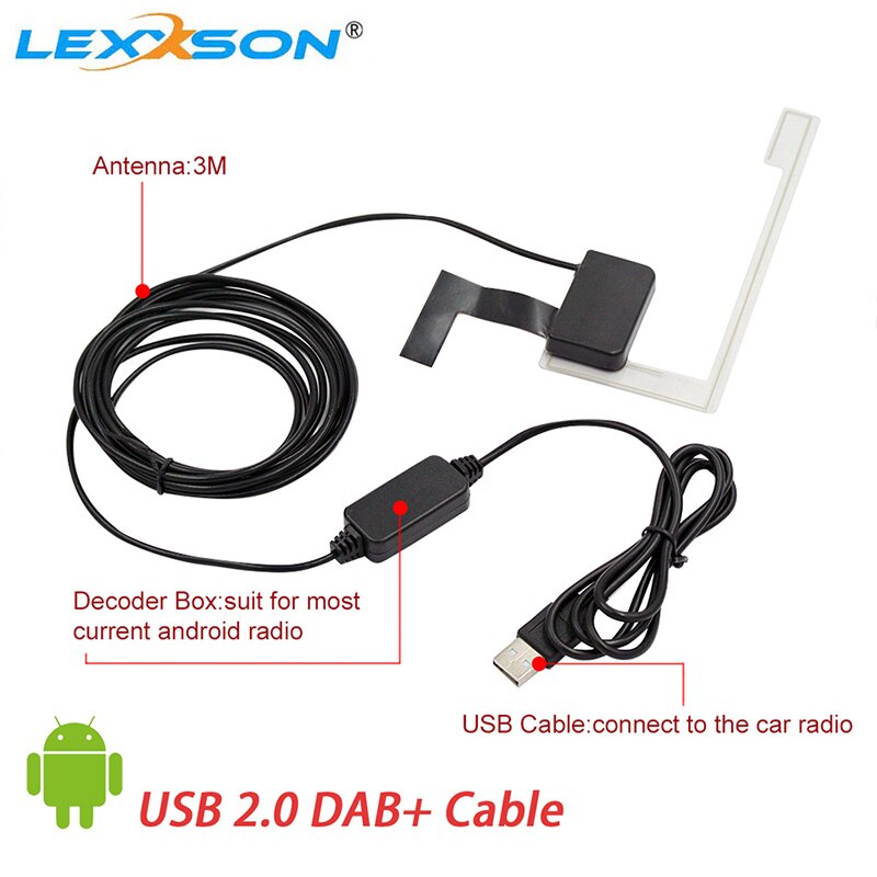 Europe Universal USB cable dab+ Antenna dongle For android Car dvd radio support DAB band III 174.0MHz-239.0MH Digital Audio RDS