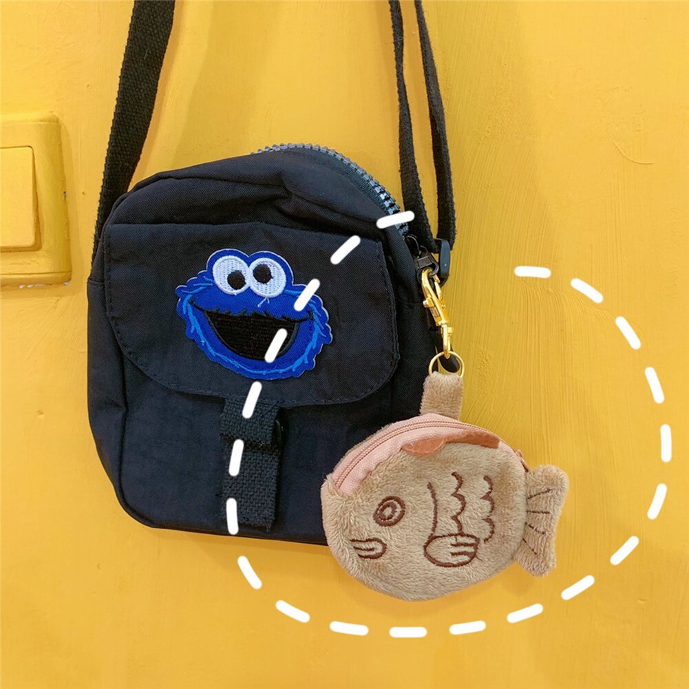 Flanell Weiche Fisch geldbörse Stickerei Braun Korea Mädchen Mini Geld Tasche Schlüssel Fall Karte Halter Handgelenk Taschen Anhänger Für mädchen Tasche