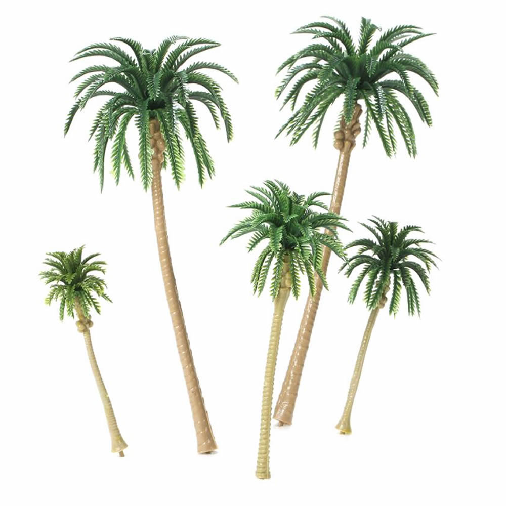 5 Pieces Model Trees Coconut Palm Tree Train Scenery Miniature Landscape Scenery Diorama Models Architecture Trees Garden Decor