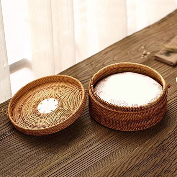 Handmade Rattan Pu'Er Tea Cake Storage Box Cake Storage Box Can Kitchen Container Storage