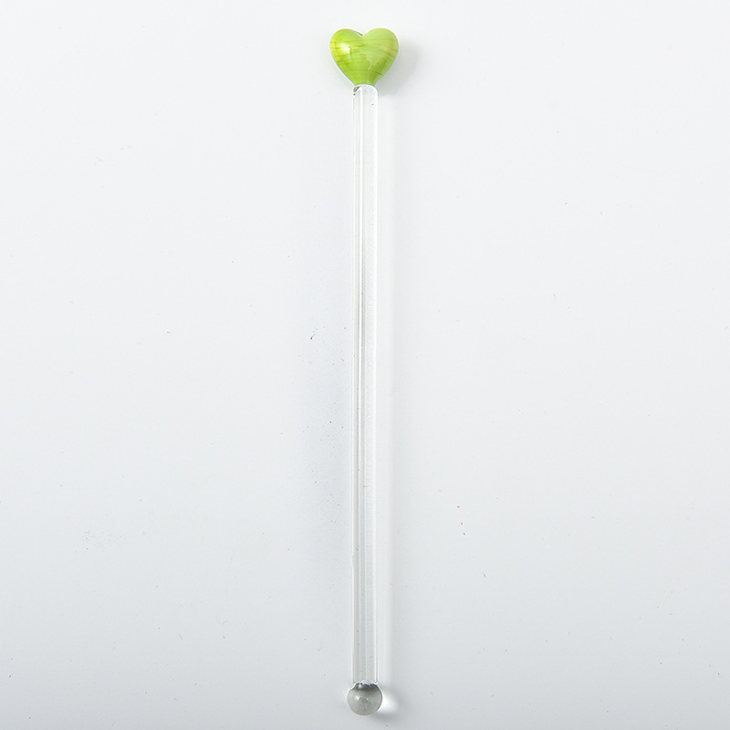 Cocktail Mixed-drink Stirring Stick Love Painted Glass Stirring Stick Cute Long Handle Juice Coffee Extension Spoon: light green