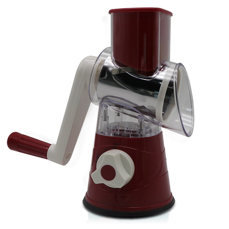 Handheld Plantaardige Spiral Slicer Kaas Roterende Mandoline Slicer 3 Rvs Ronde Grinder Spiral Slicer Bpa Gratis: Rood