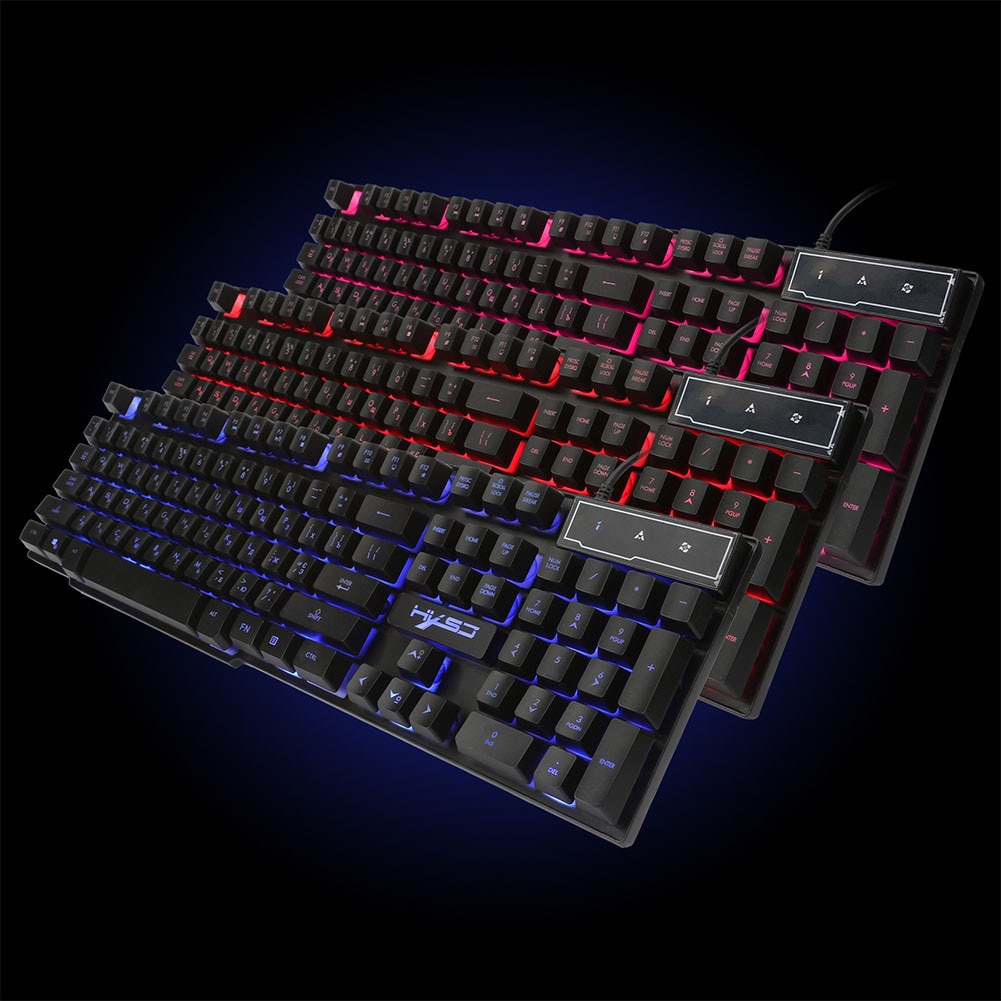 Ergonomic Gaming Keyboard Cool Mechanical Feeling English Russian ABS 104 Keys With Backlit Home Non Slip Adjustable Brightness
