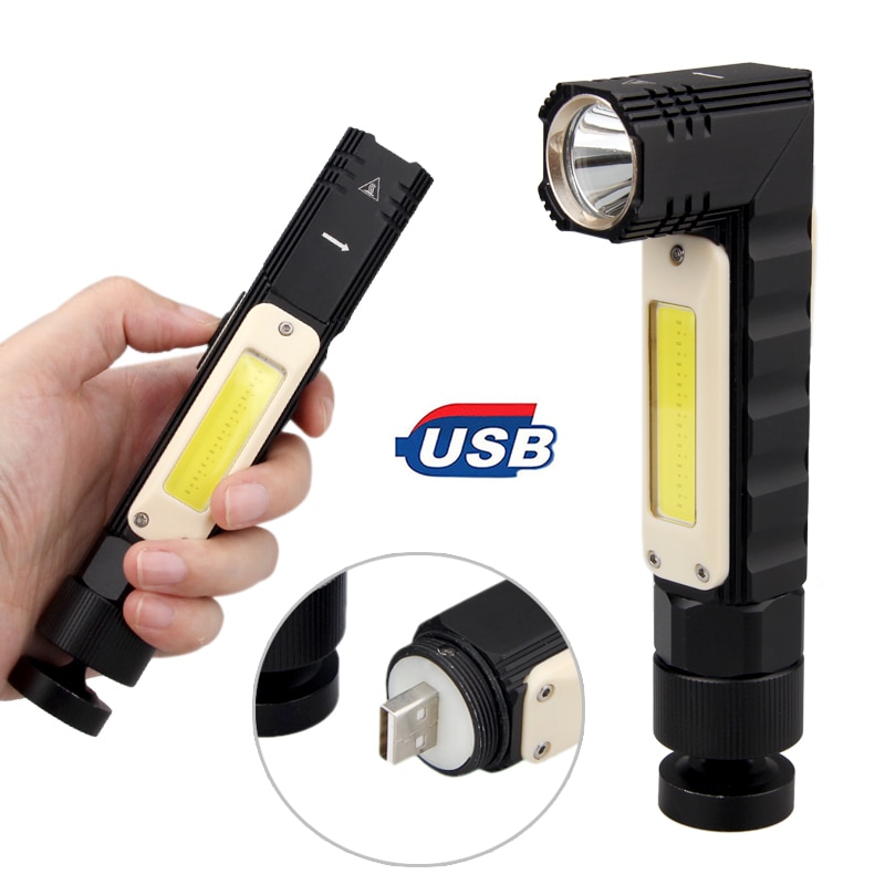 5 mode Rotatable Right angle Flashlight Rechargeable COB LED Multi-functional Portable Work Lights