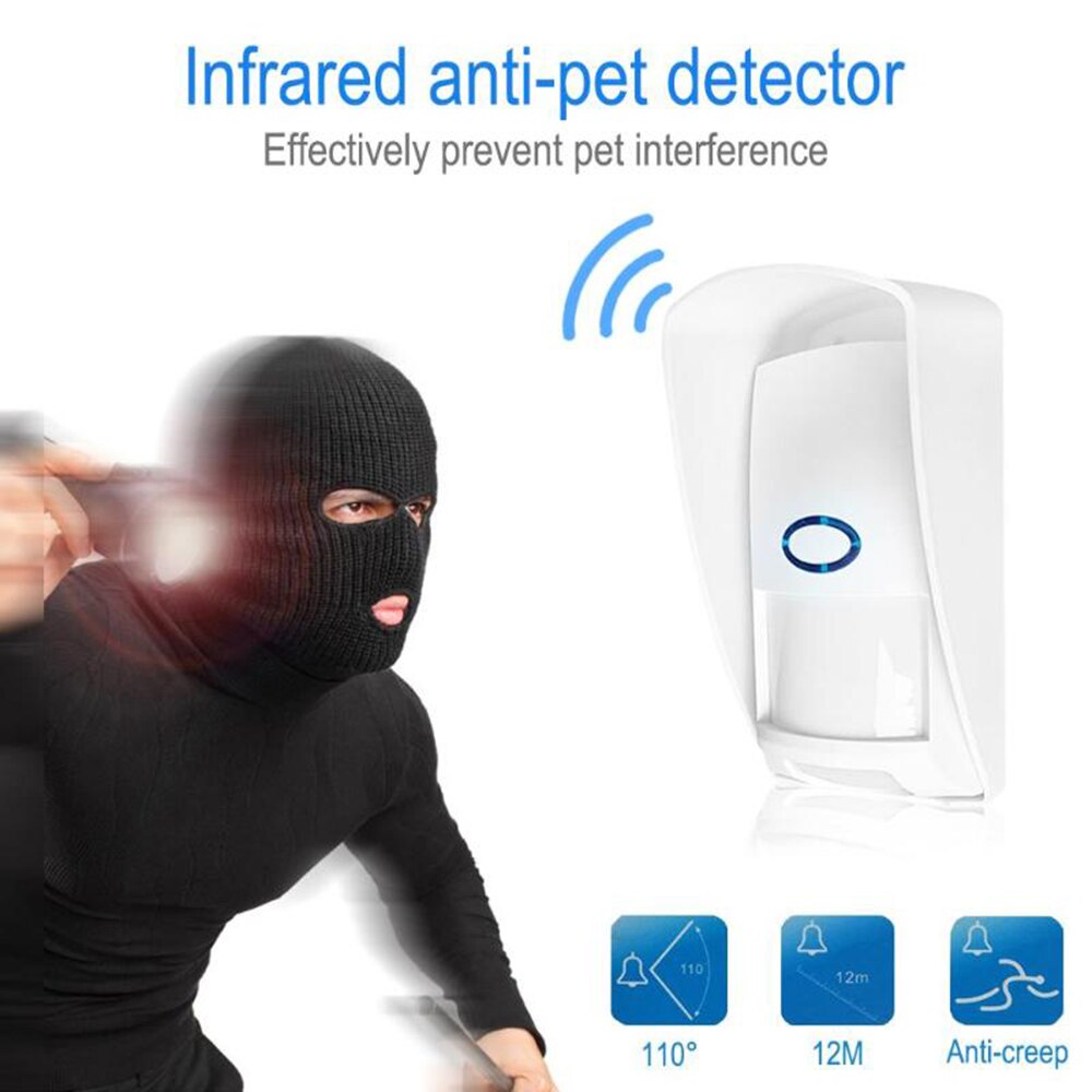 Jeatone 433 mhz trådløs pir-sensor infrarød udendørs bevægelsesdetektor med kæledyrsimmun vandtæt til sikkerhedsalarmsystem i hjemmet