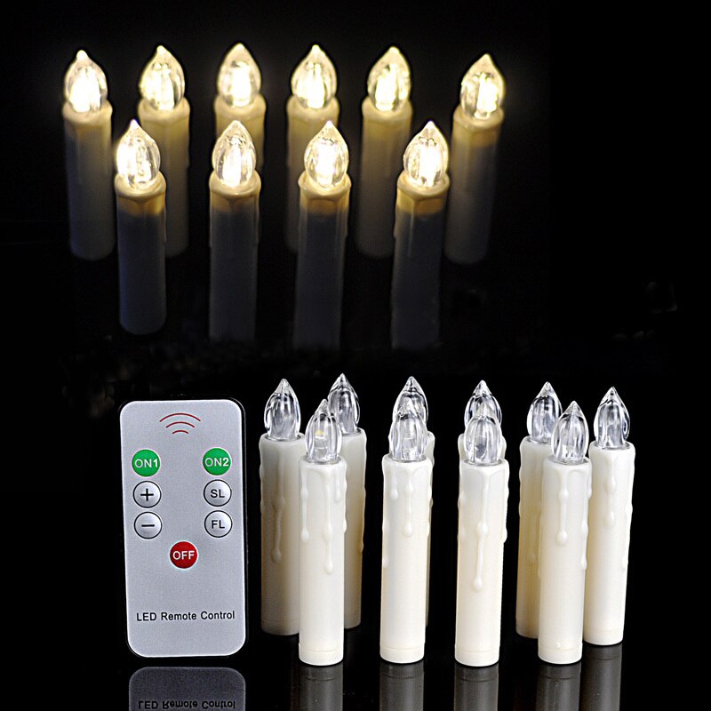 10pcs Warm White Battery Operated LED Candle Light Wireless Remote Control Tree Birthday Christmas Wedding Decoration