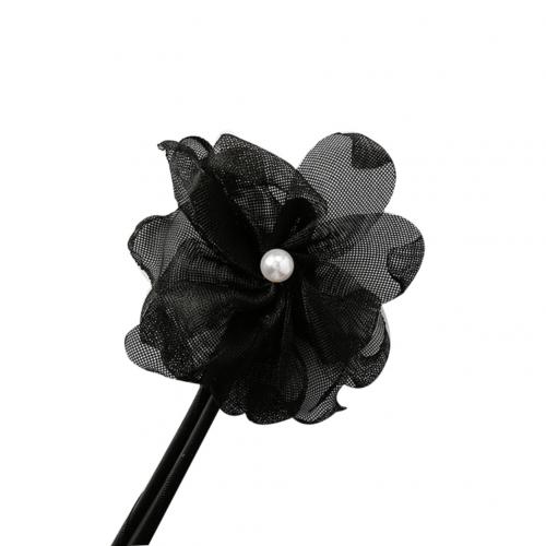 Woman Flower Donuts Twist Headband Magic Hair Bun Maker DIY Hairstyle Tool Pearl French Bud Dish Hair Accessories Sweet Hairband: black