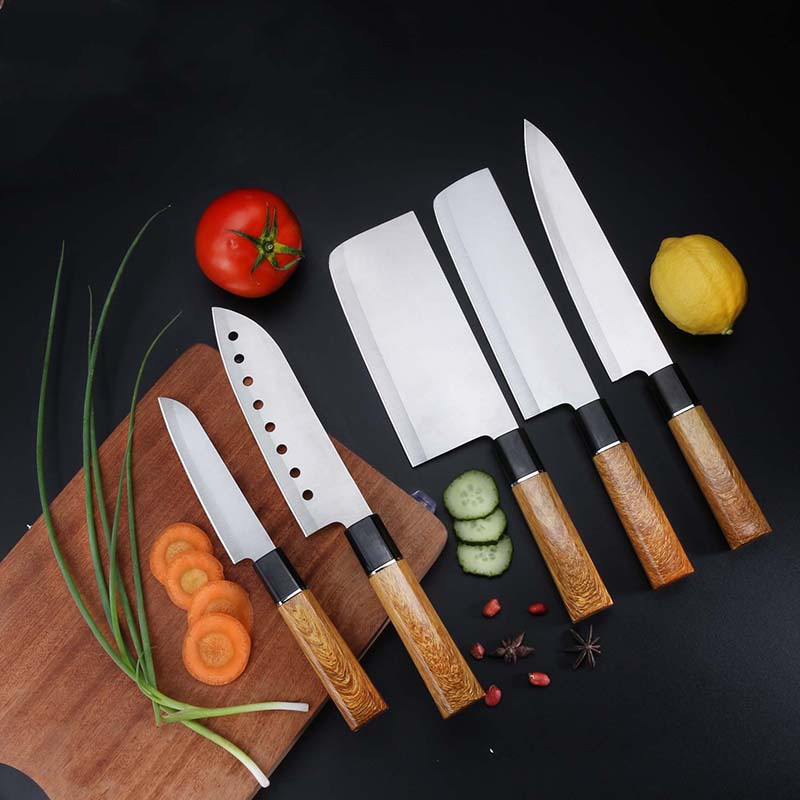 Stainless Steel Kitchen Knives Set Santoku Nakiri Utility Kitchen Knife Set White Blade Japan Knife Set Kitchen Cooking Tools